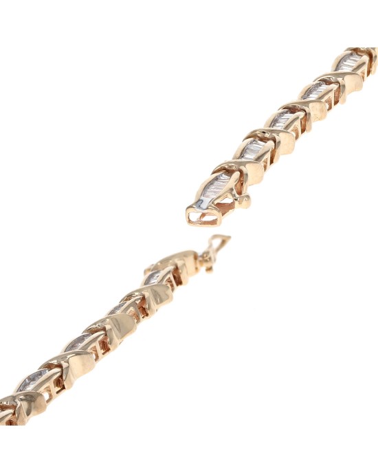 Diamond 'X' Link Bracelet in Yellow Gold